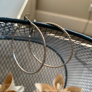 Large Silver Hoop Earrings NWOT